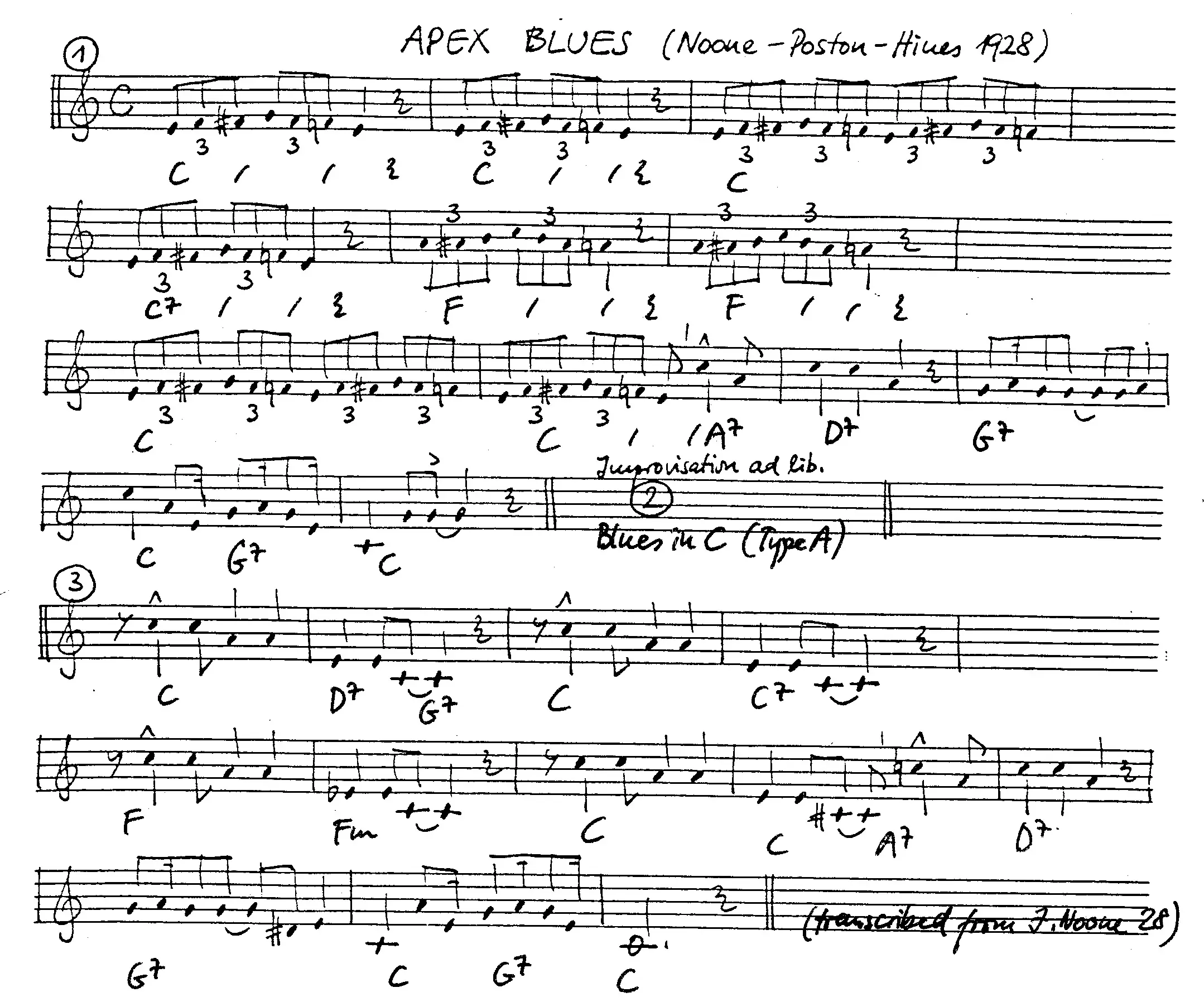 apex blues free jazz leadsheet - Courtesy of the Jungle Jazz Band